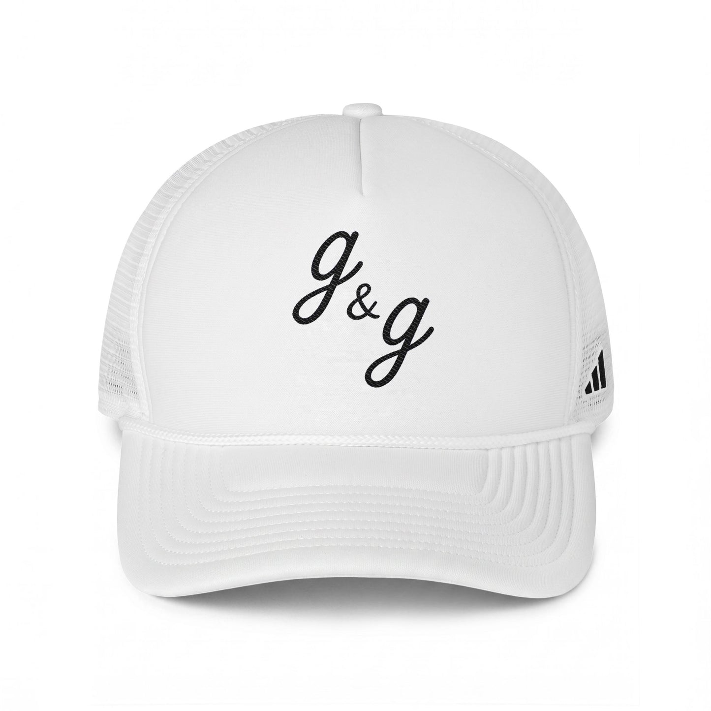 Adidas Copy of G&G Script Embroidered Trucker Hat — Black Mesh Baseball Cap