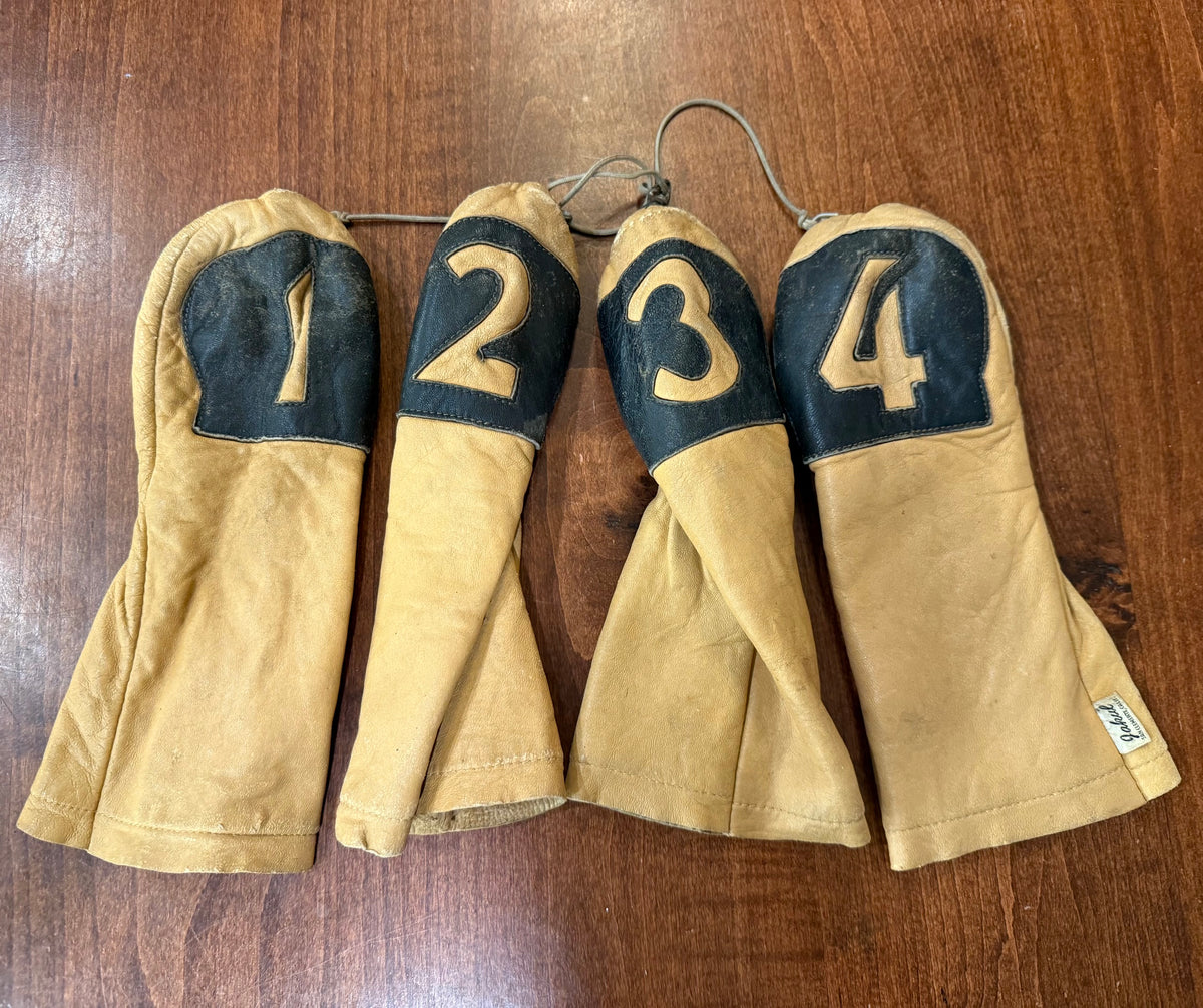 Vintage Jakul Mid-Century Leather Set of Golf Clubs Covers 1,2,3,4
