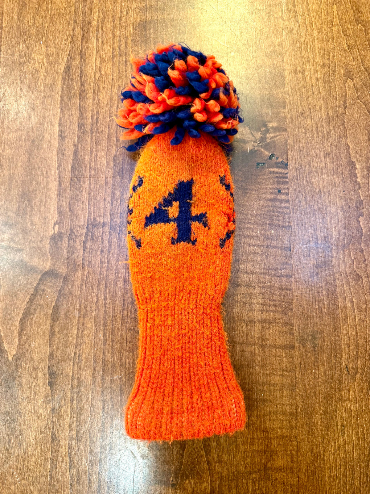 Vintage Pom-Pom 4 Orange/Navy Knit Club Headcover