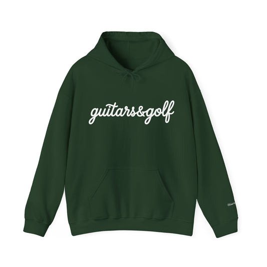 "guitars&golf" White Logo Heavy Blend™ Hooded Sweatshirt
