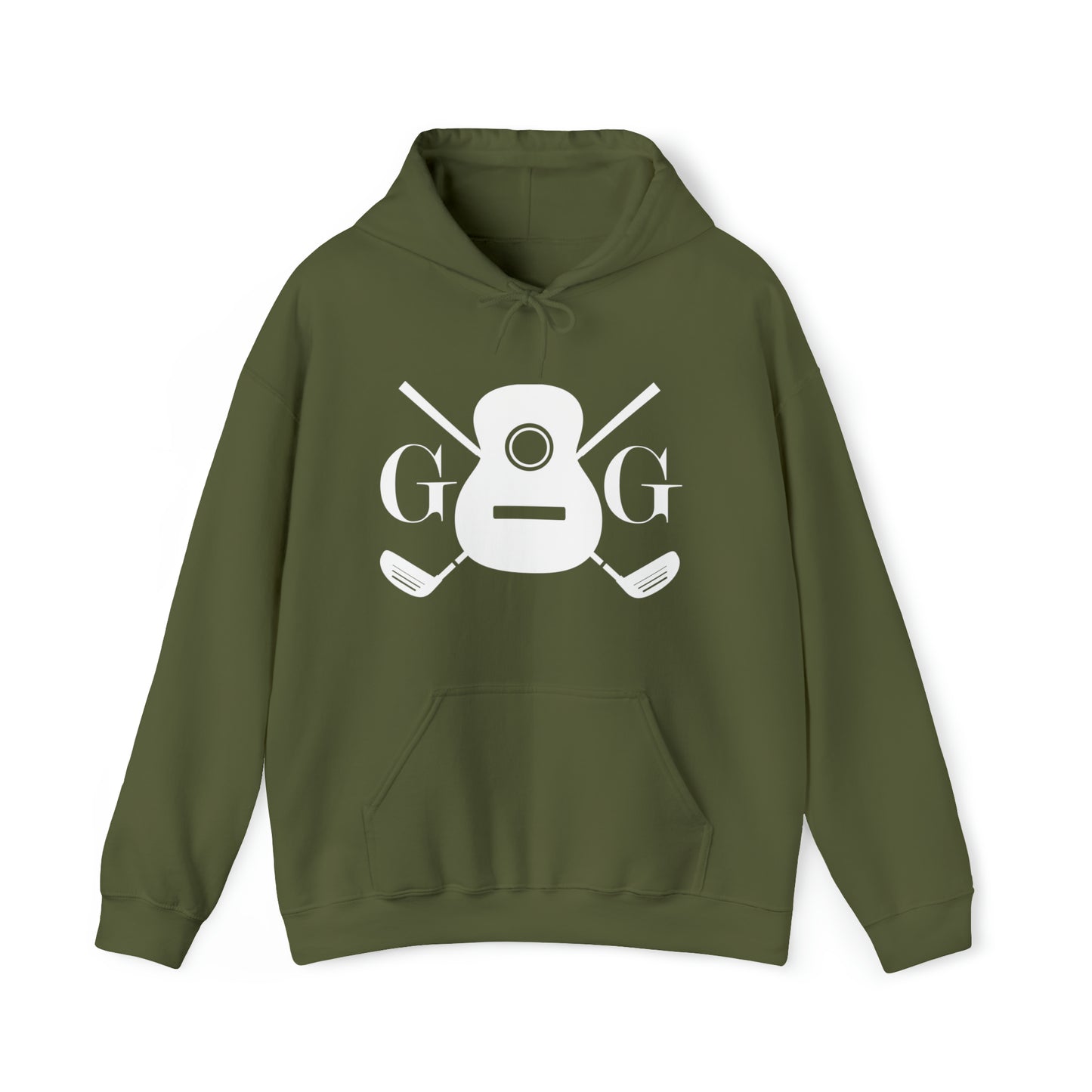 "GG" Logo White Front on Your Color Choice Unisex Heavy Blend™ Hooded Sweatshirt