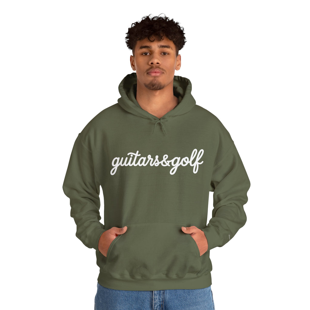 "guitars&golf" White Logo Heavy Blend™ Hooded Sweatshirt