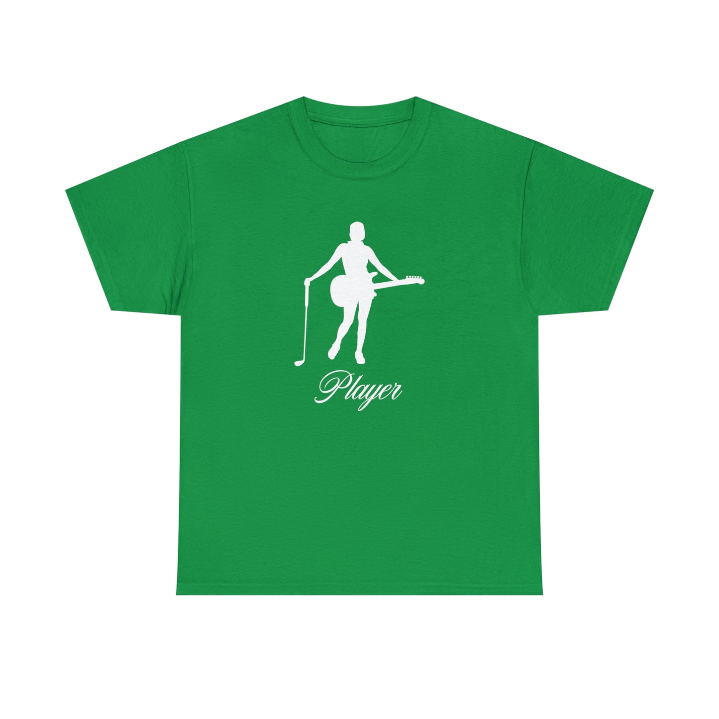 "Player" Girl White Front/Logo Back on Your Color Choice Unisex Heavy Cotton Tee F