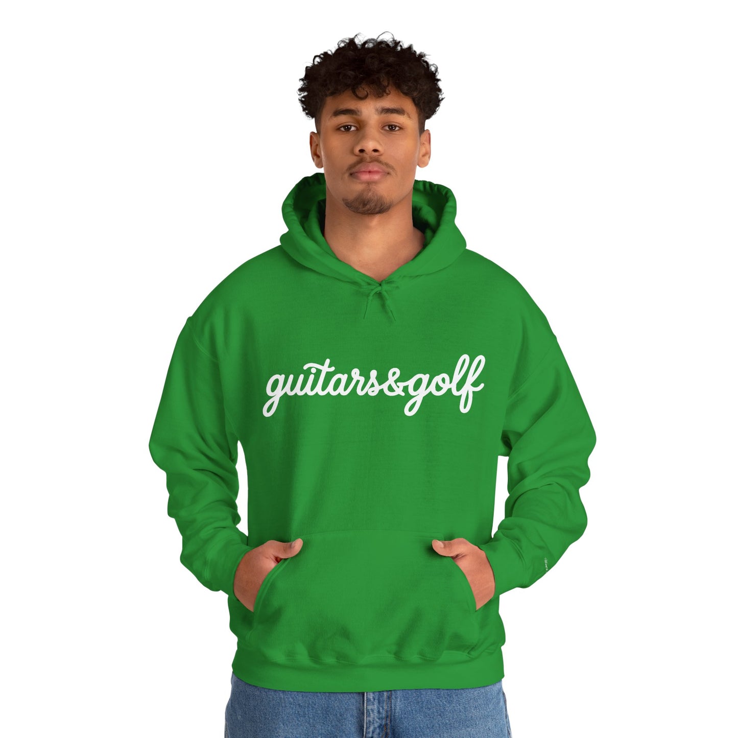 "guitars&golf" White Logo Heavy Blend™ Hooded Sweatshirt