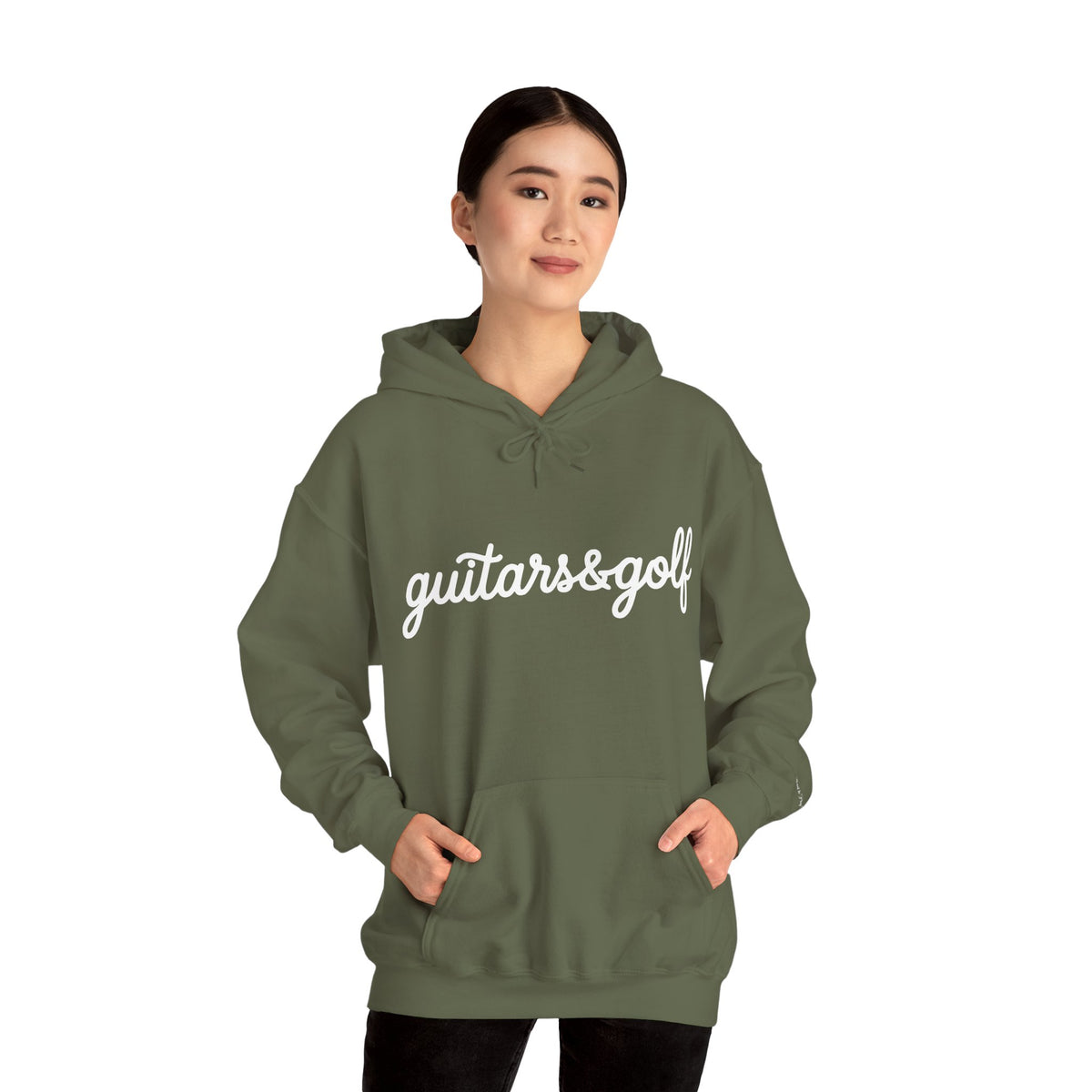 "guitars&golf" White Logo Heavy Blend™ Hooded Sweatshirt