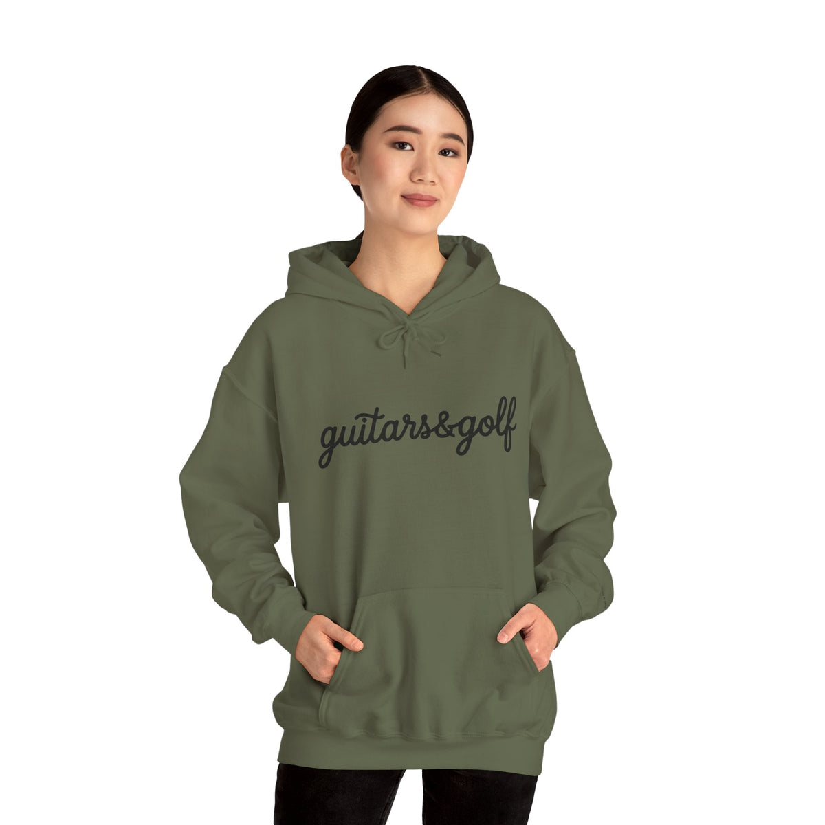 "guitars&golf" White Logo Heavy Blend™ Hooded Sweatshirt