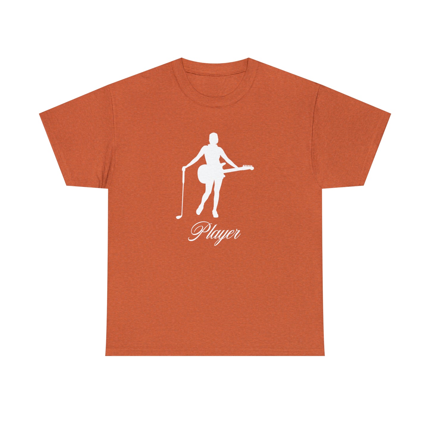 "Player" Girl White Front/Logo Back on Your Color Choice Unisex Heavy Cotton Tee F