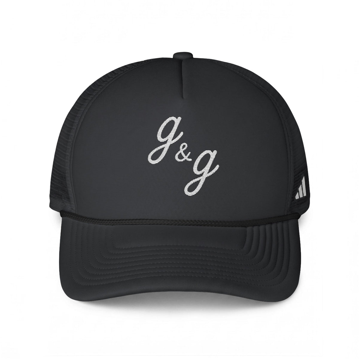 Adidas Copy of G&G Script Embroidered Trucker Hat — Black Mesh Baseball Cap