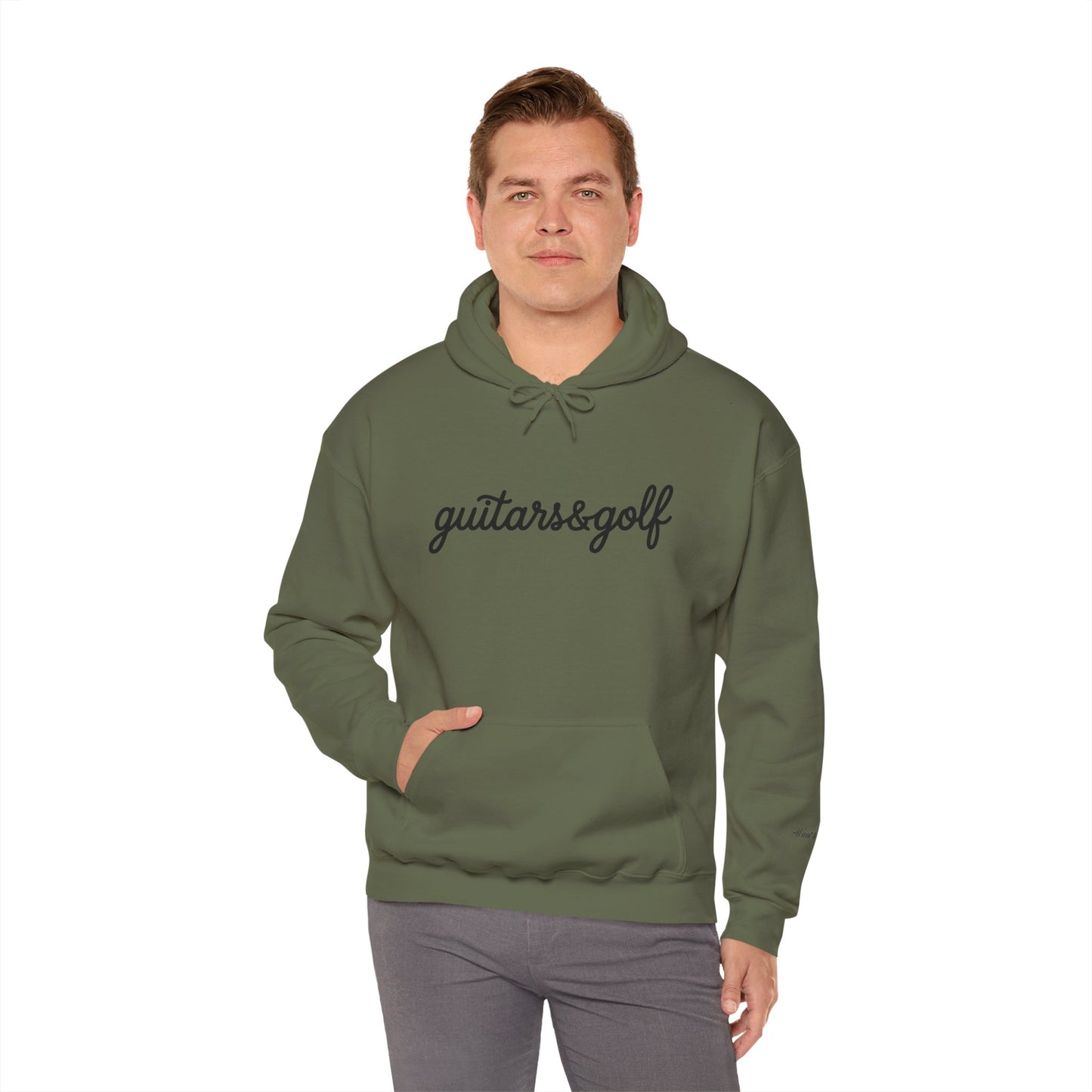 "guitars&golf" White Logo Heavy Blend™ Hooded Sweatshirt