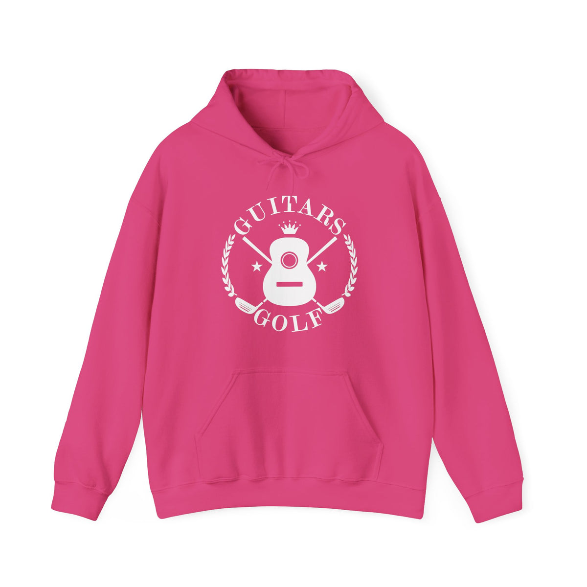 "Guitars & Golf" Logo White Front Heavy Blend™ Hooded Sweatshirt