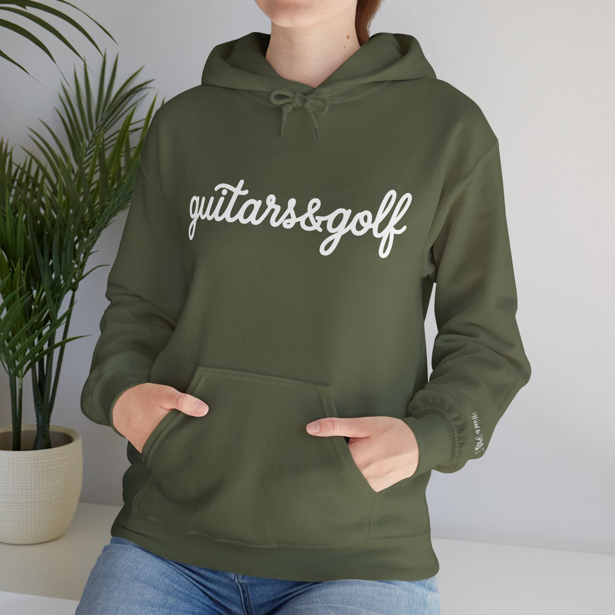 "guitars&golf" White Logo Heavy Blend™ Hooded Sweatshirt
