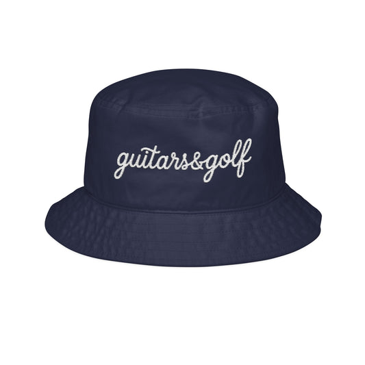 The "Lower Case" guitars&golf Embroidered Black/Navy Bucket Hat