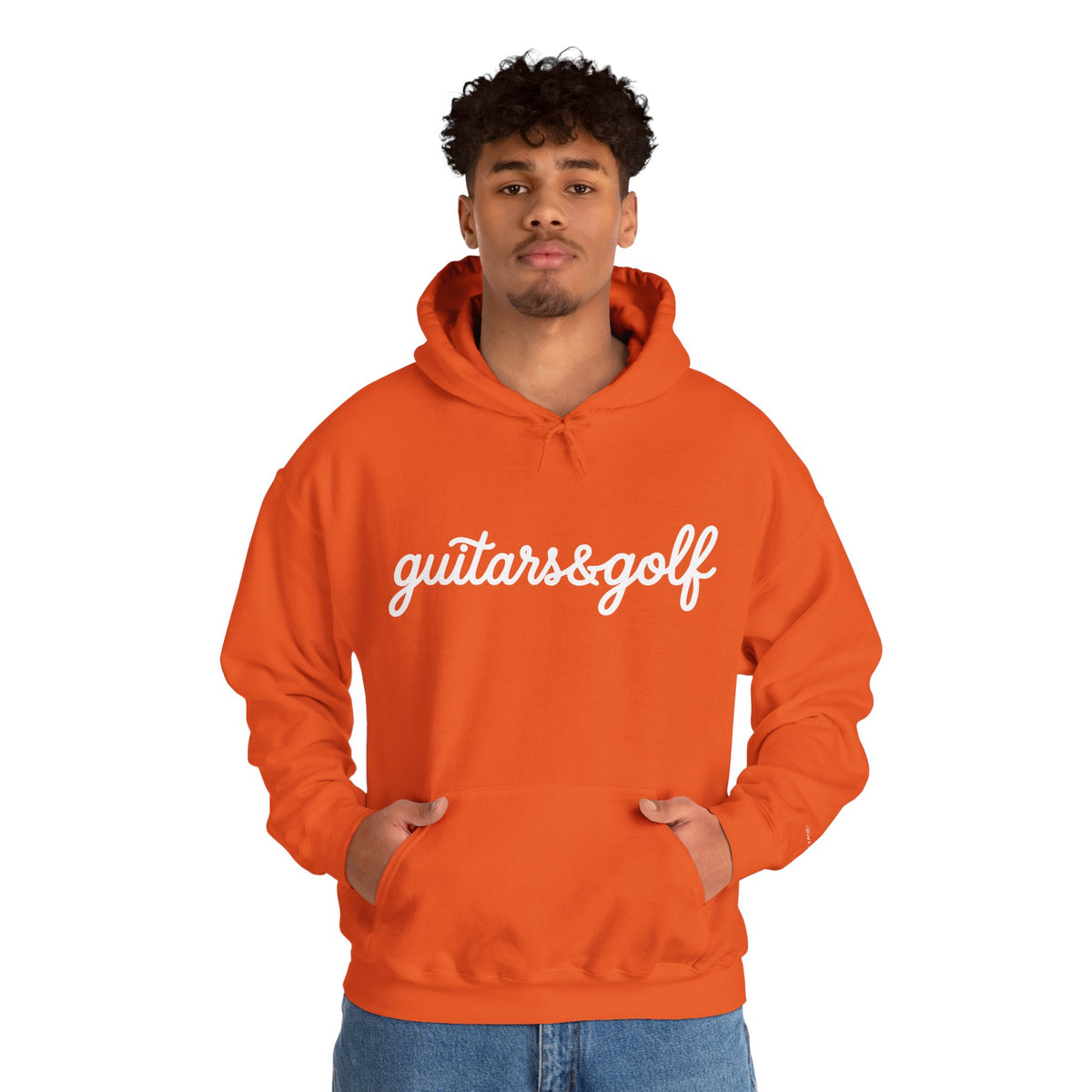"guitars&golf" White Logo Heavy Blend™ Hooded Sweatshirt