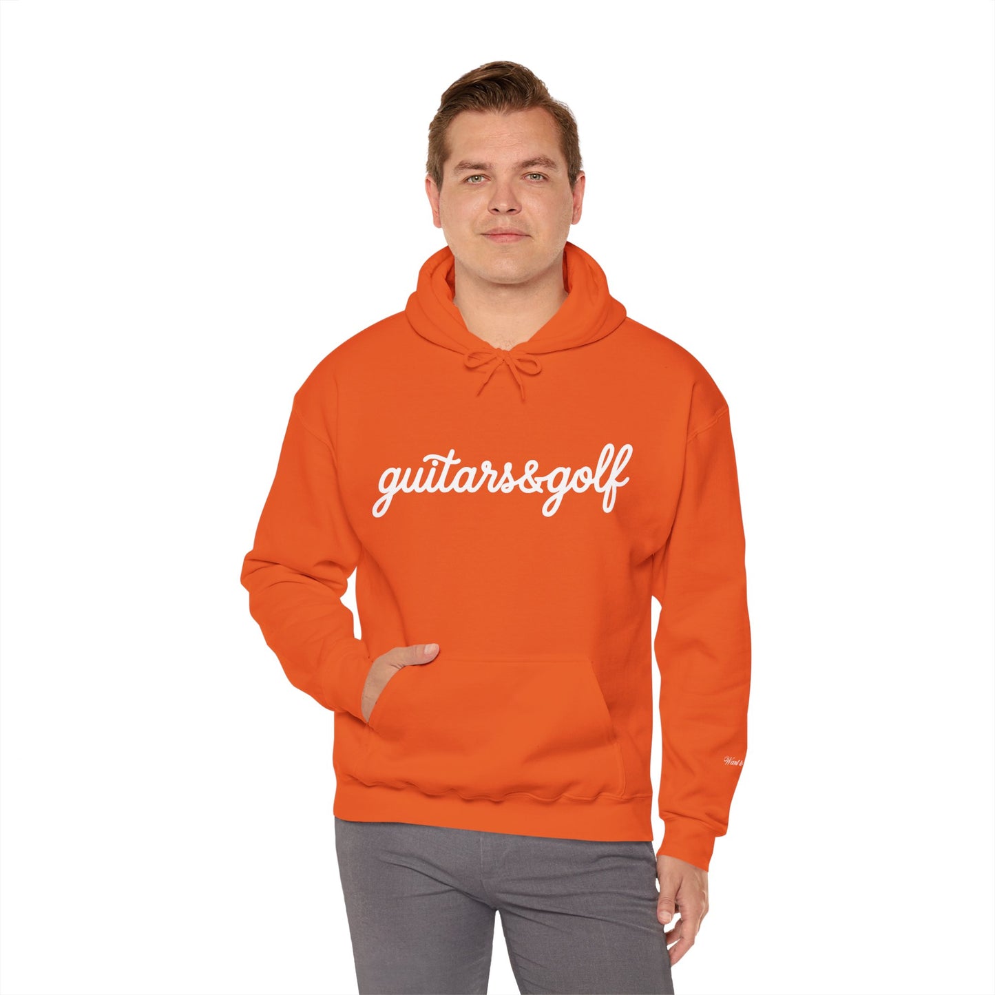 "guitars&golf" White Logo Heavy Blend™ Hooded Sweatshirt
