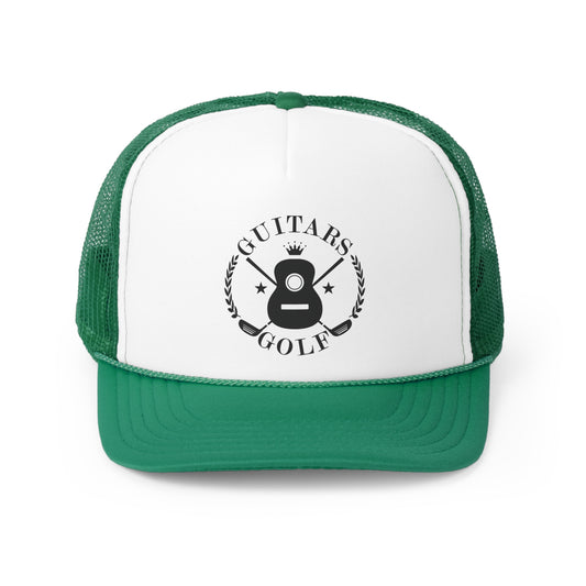 "Guitars and Golf" Black Logo Trucker Cap on Your Color Choice