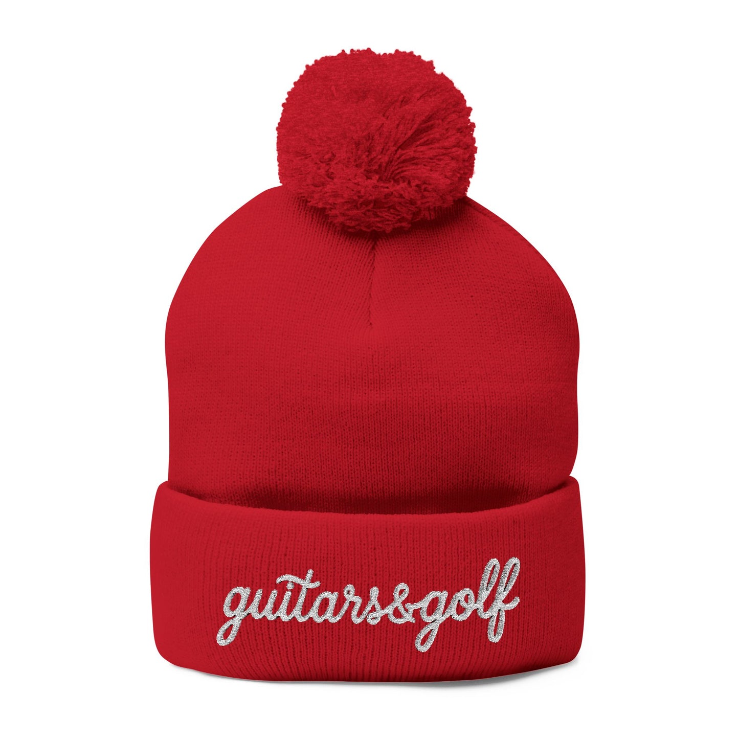 The "Ralphy" guitars&golf Embroidered Pom-Pom Knit Cap