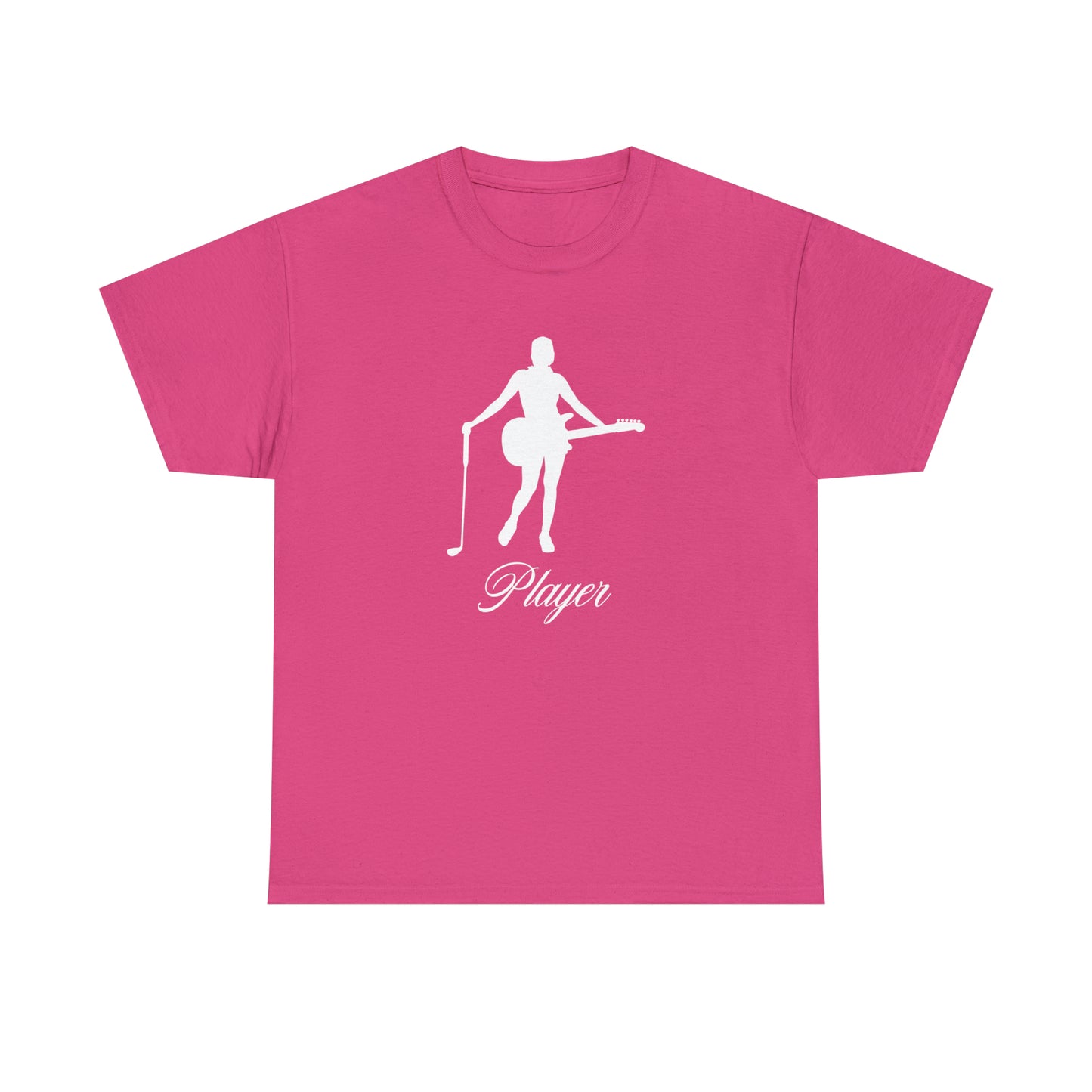 "Player" Girl White Front/Logo Back on Your Color Choice Unisex Heavy Cotton Tee F