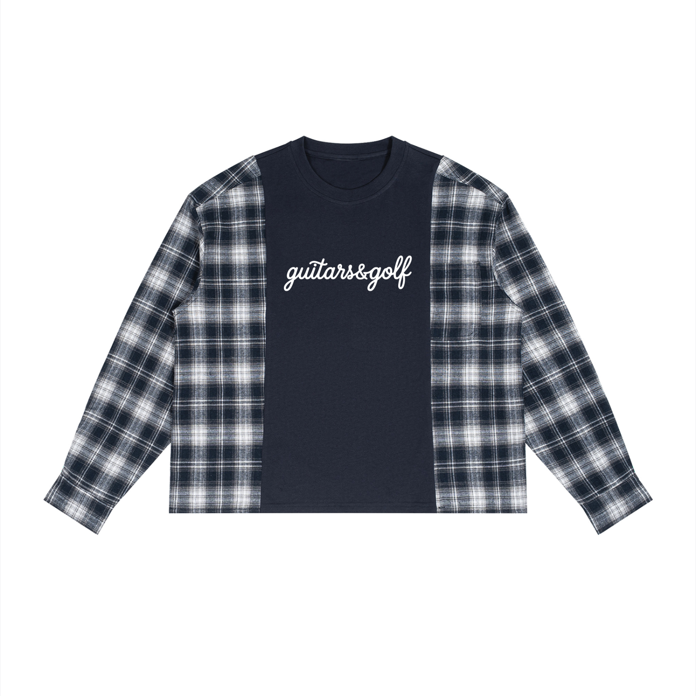 Unisex Plaid Panel Long Sleeve T-Shirt