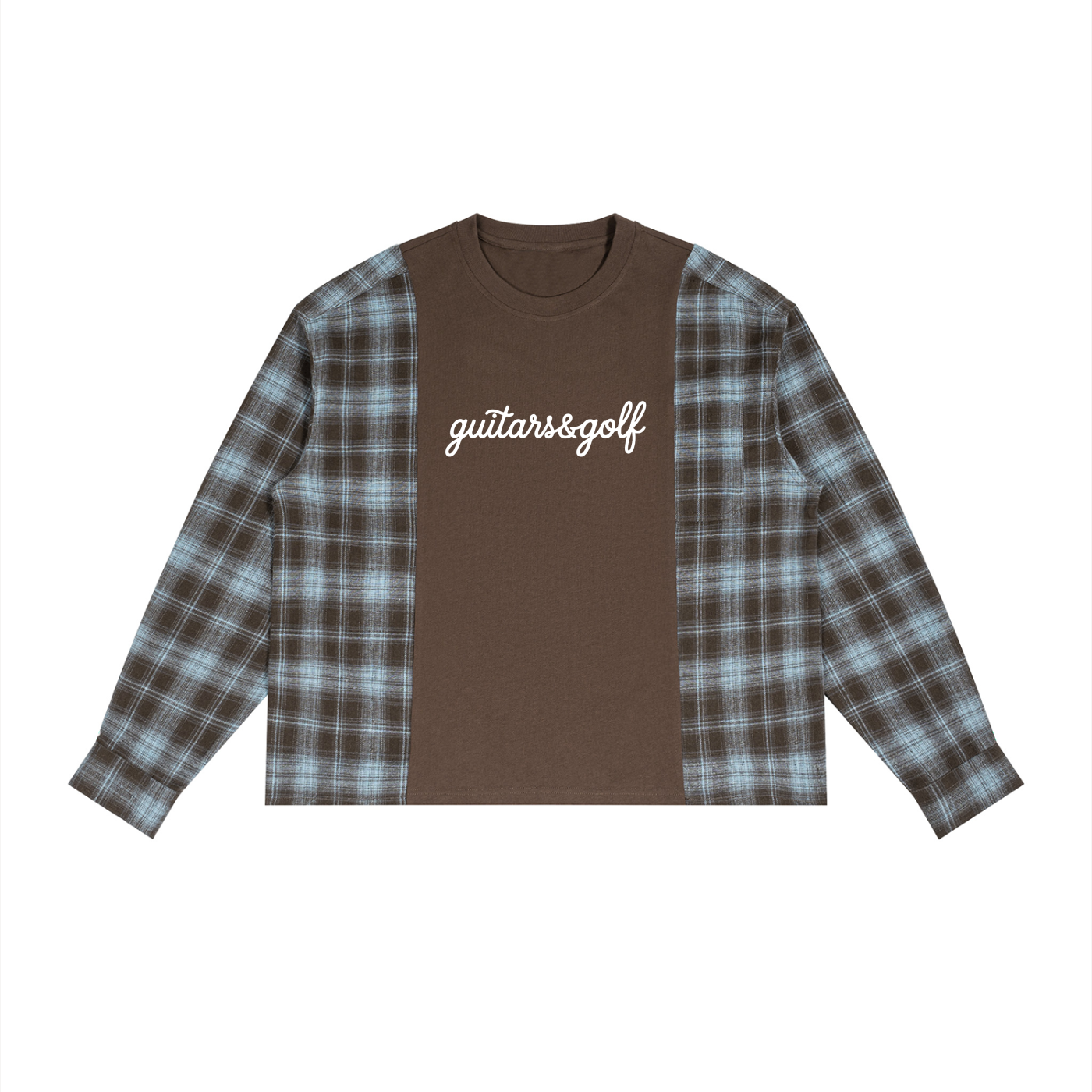 Unisex Plaid Panel Long Sleeve T-Shirt
