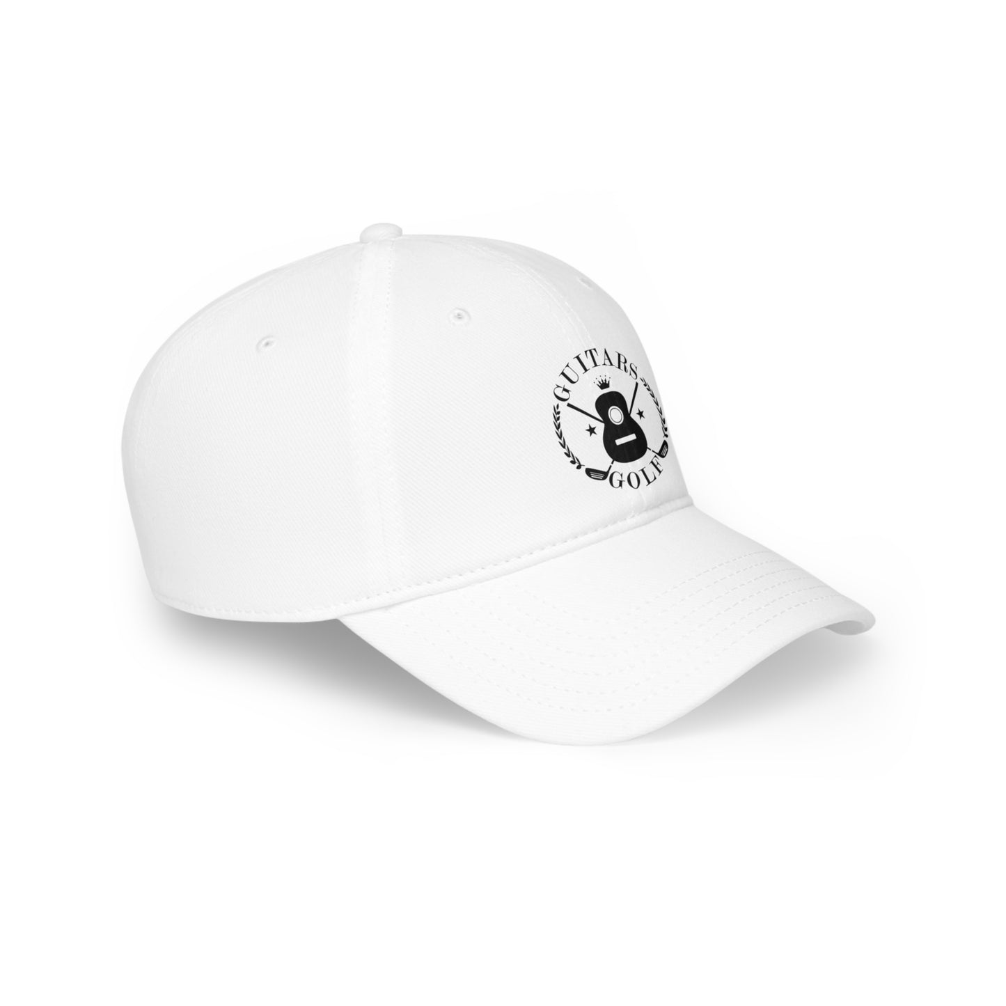 "Guitars and Golf" Logo Black on Your Color Choice Baseball Cap Hat