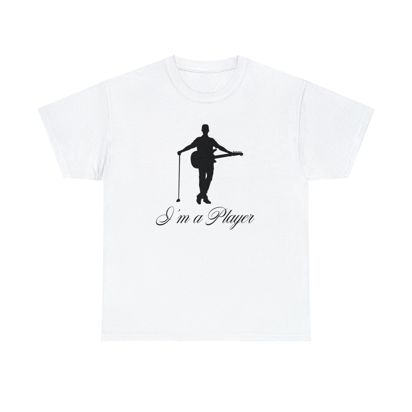 "I'm a Player" White Front/Logo Back on Your Color Choice Unisex Heavy Cotton Tee