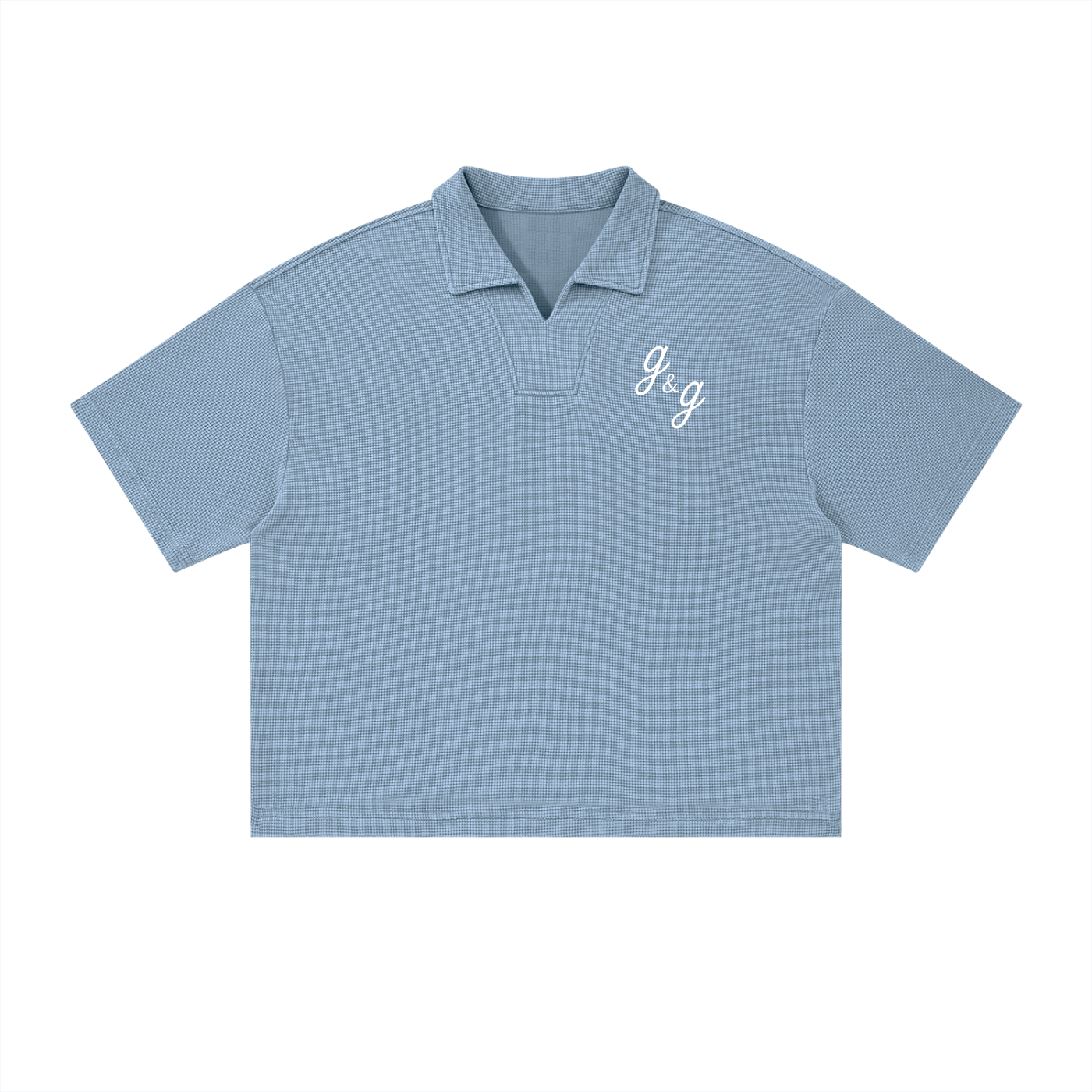 FINAL Unisex Vintage Wash Waffle Boxy Polo Shirt