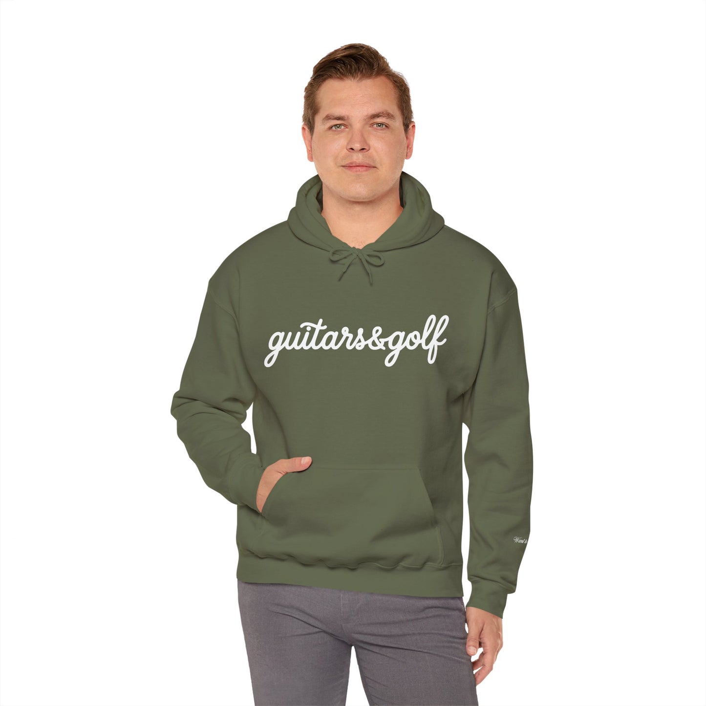 "guitars&golf" White Logo Heavy Blend™ Hooded Sweatshirt