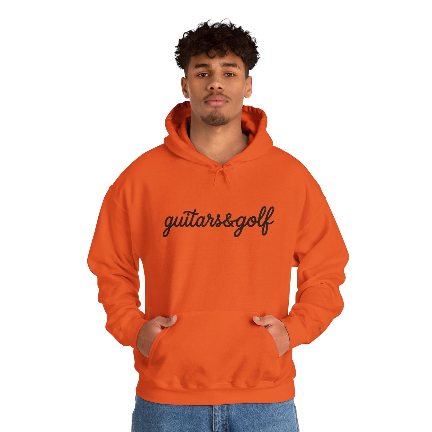 "guitars&golf" White Logo Heavy Blend™ Hooded Sweatshirt