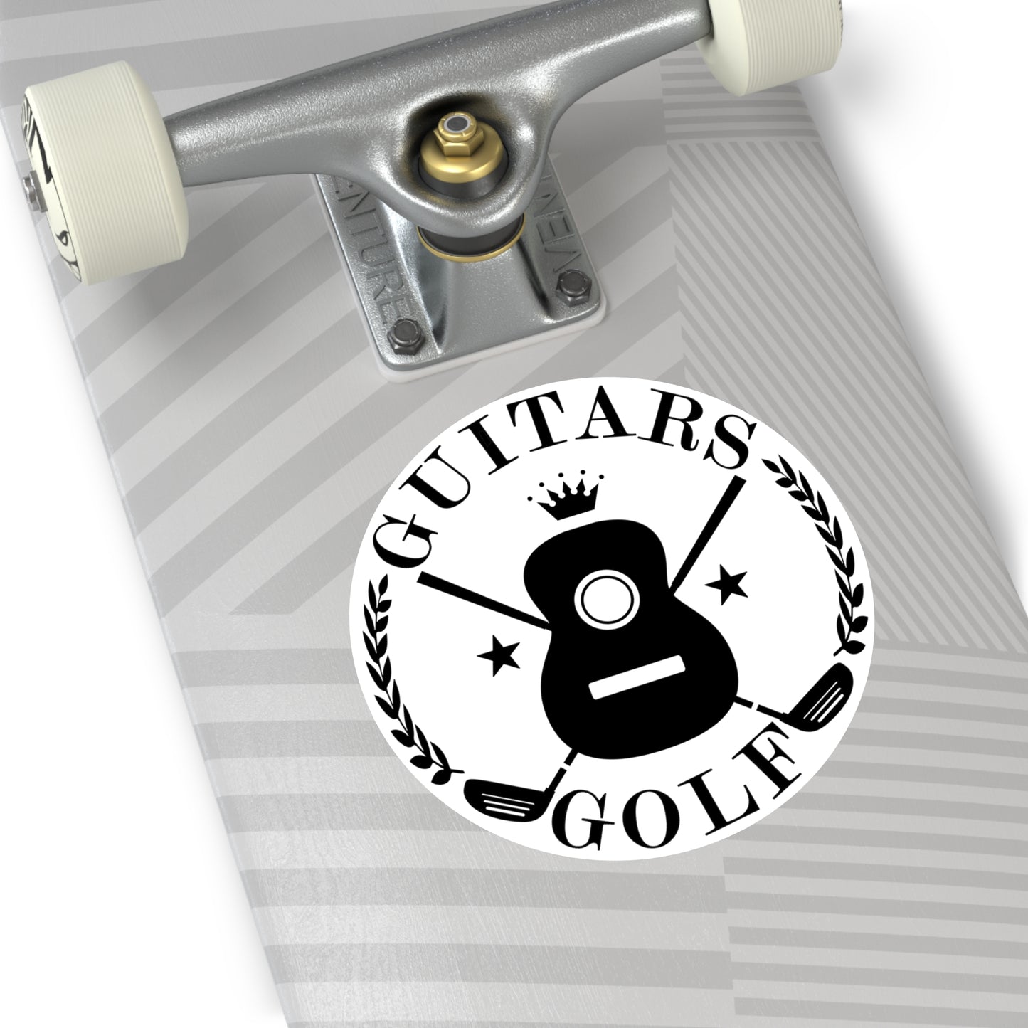 "Guitars and Golf" Black Logo/White Round 5"x5" Vinyl Stickers