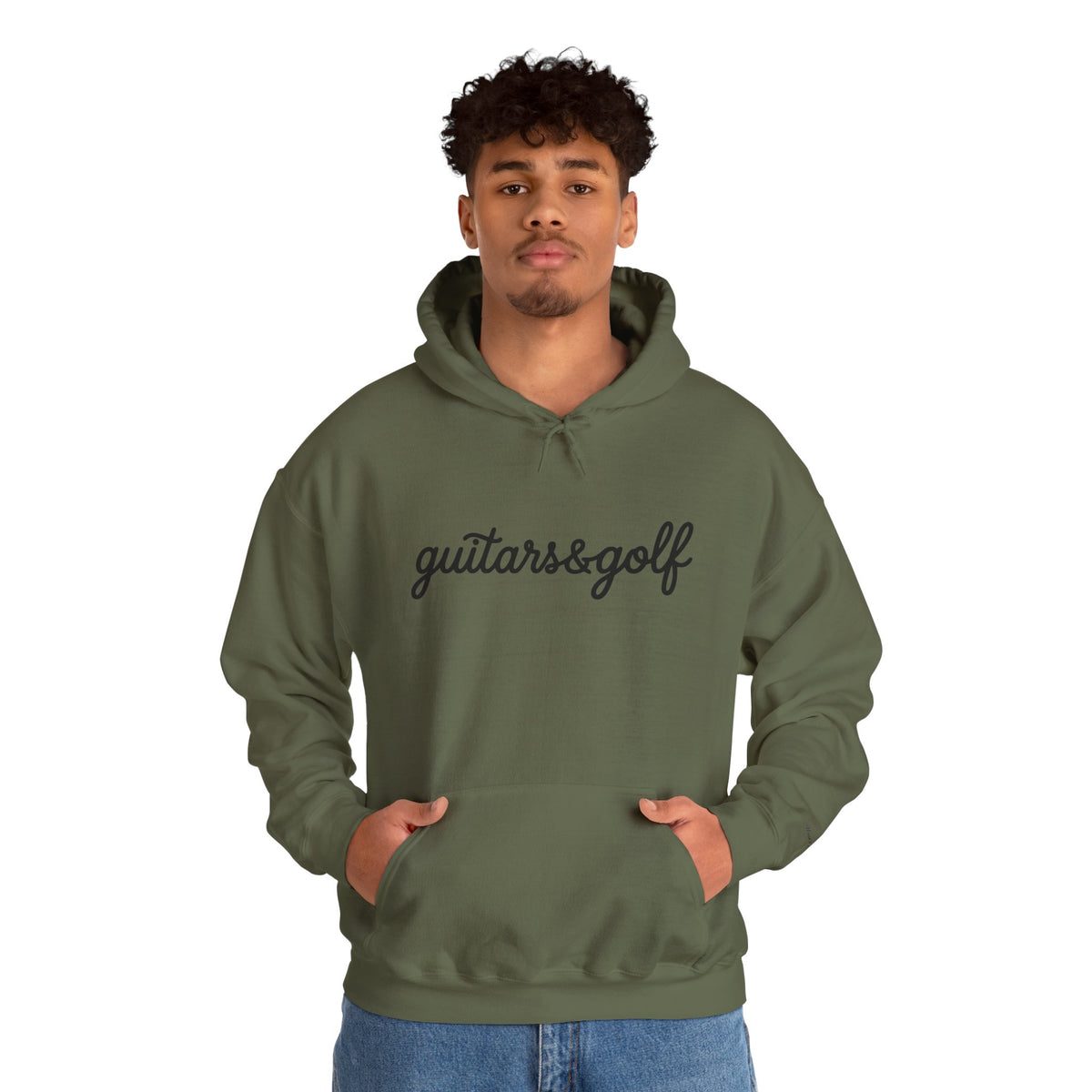 "guitars&golf" White Logo Heavy Blend™ Hooded Sweatshirt