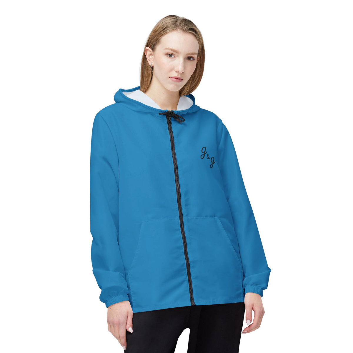 "Rainbow Room" g&g Color Wheel Windbreaker Jacket in Mule Blue