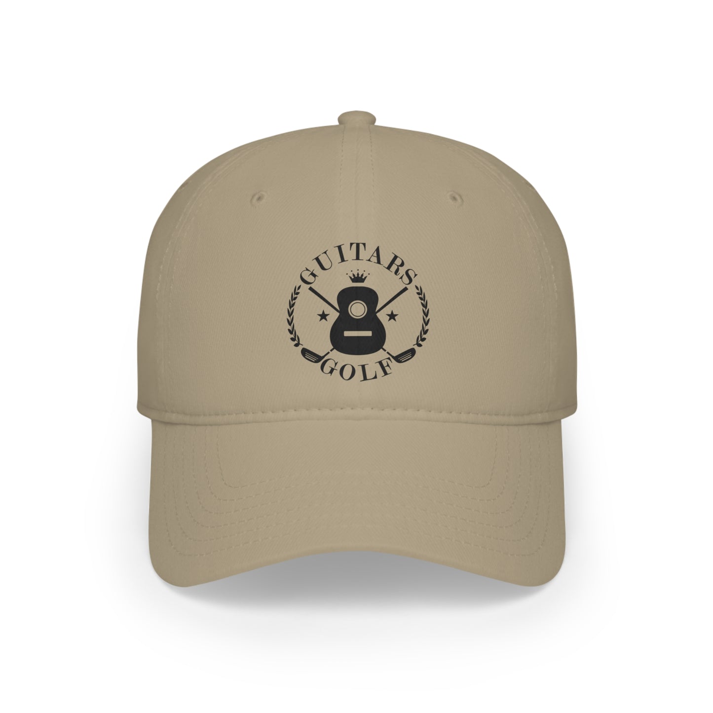 "Guitars and Golf" Logo Black on Your Color Choice Baseball Cap Hat