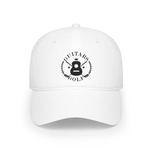 "Guitars and Golf" Logo Black on Your Color Choice Baseball Cap Hat