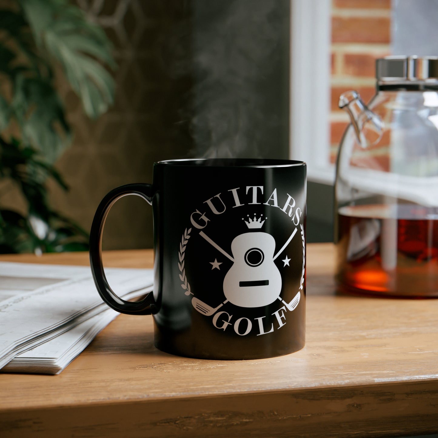 "Guitars and Golf" White Logo 11oz Black Coffee Mug