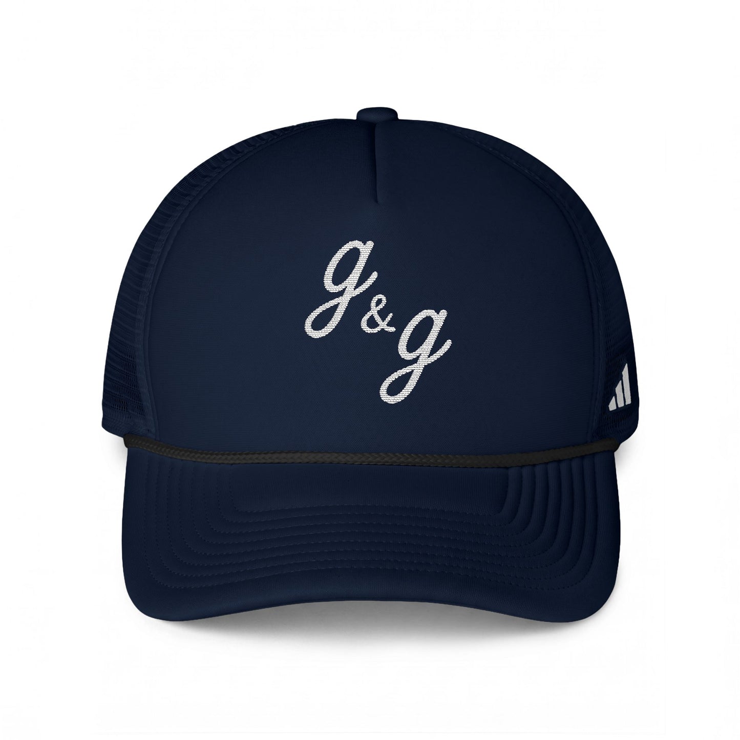 Adidas Copy of G&G Script Embroidered Trucker Hat — Black Mesh Baseball Cap