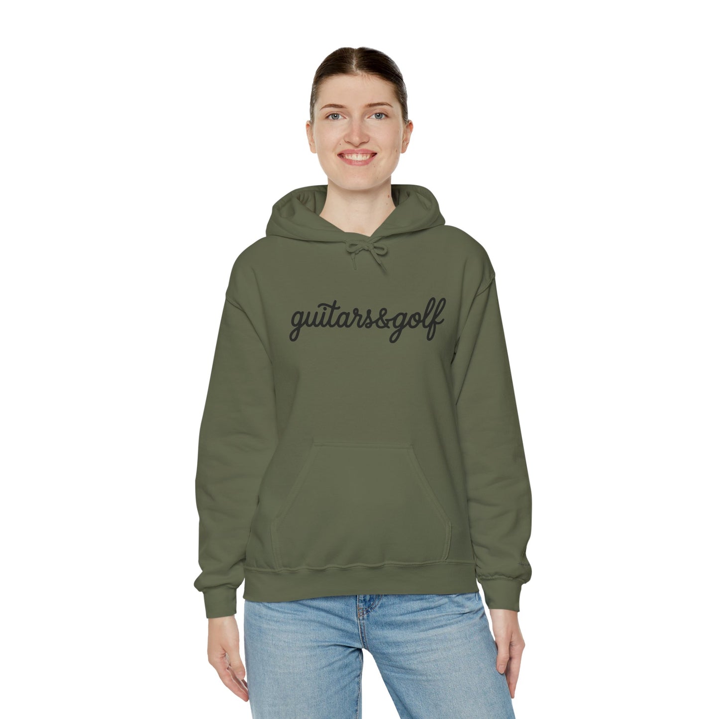 "guitars&golf" White Logo Heavy Blend™ Hooded Sweatshirt