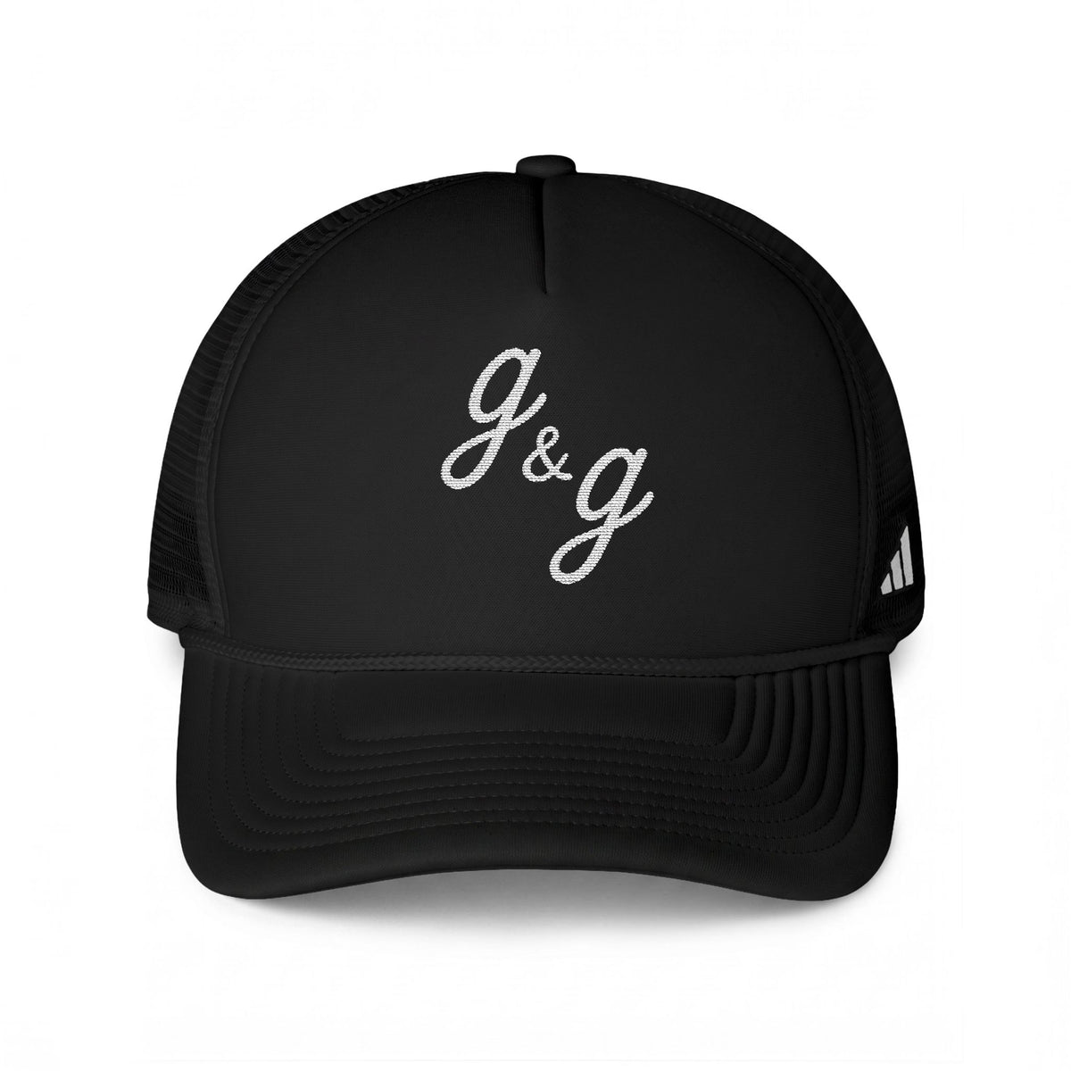 Adidas Copy of G&G Script Embroidered Trucker Hat — Black Mesh Baseball Cap