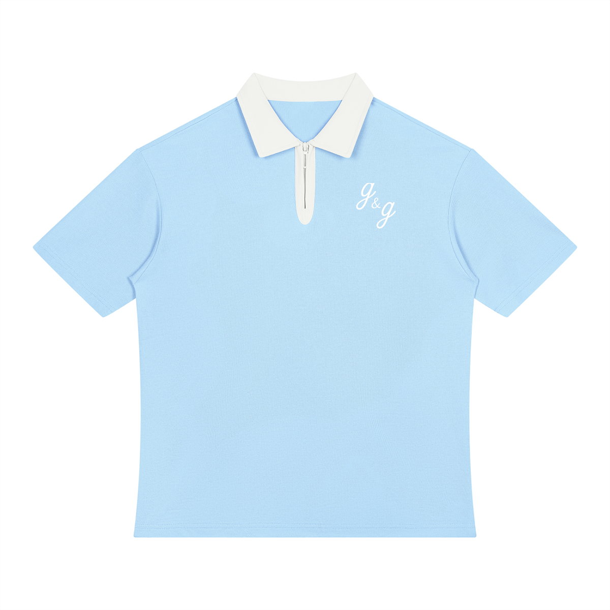Unisex Color Block Quarter-Zip Polo Shirt