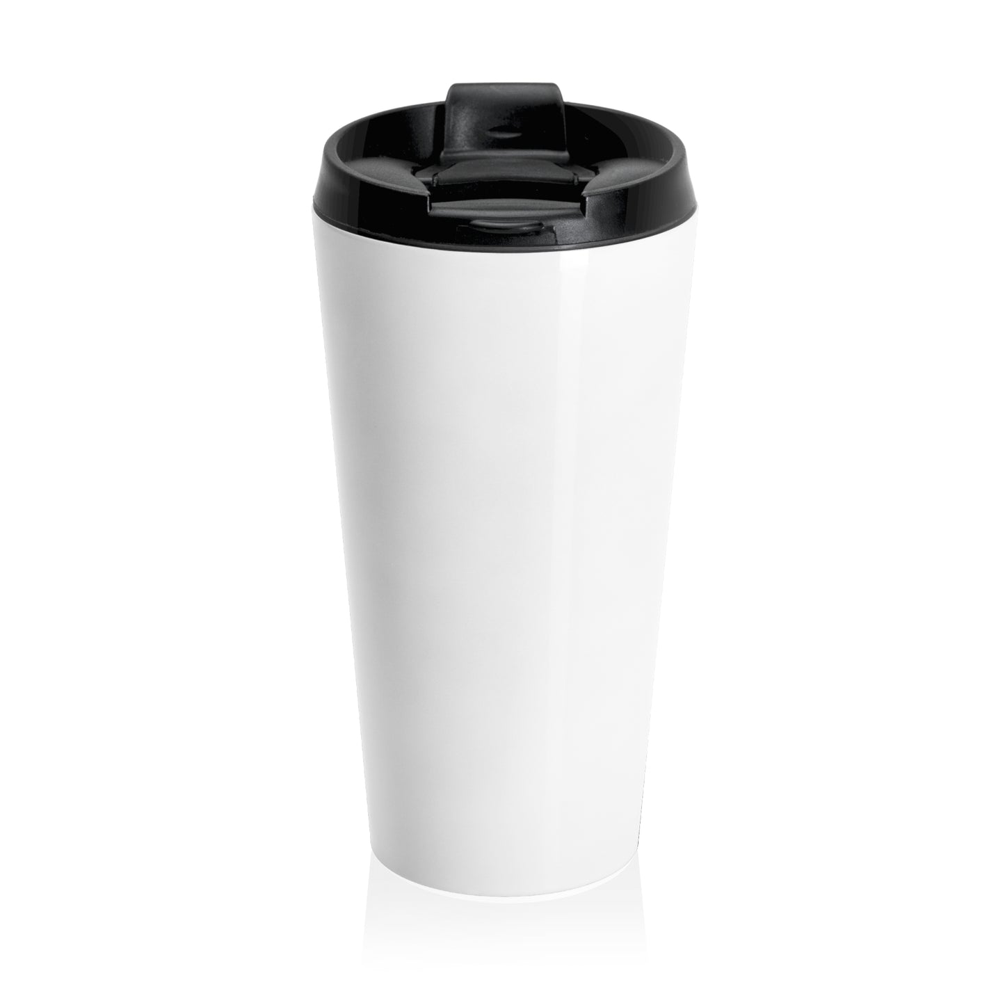 "Guitars and Golf" Black Logo on White Stainless Steel Travel Mug