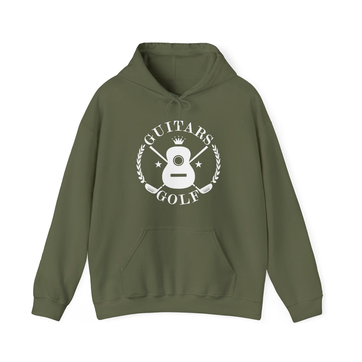 "Guitars & Golf" Logo White Front Heavy Blend™ Hooded Sweatshirt