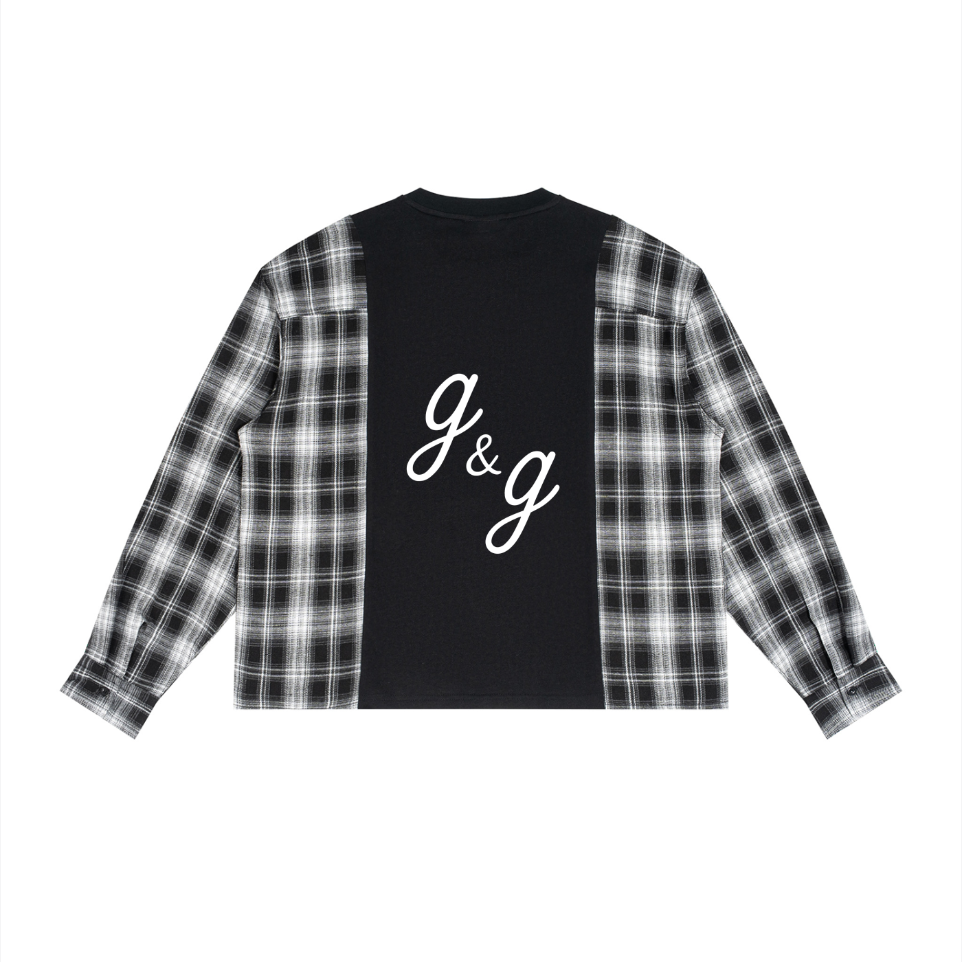 Unisex Plaid Panel Long Sleeve T-Shirt
