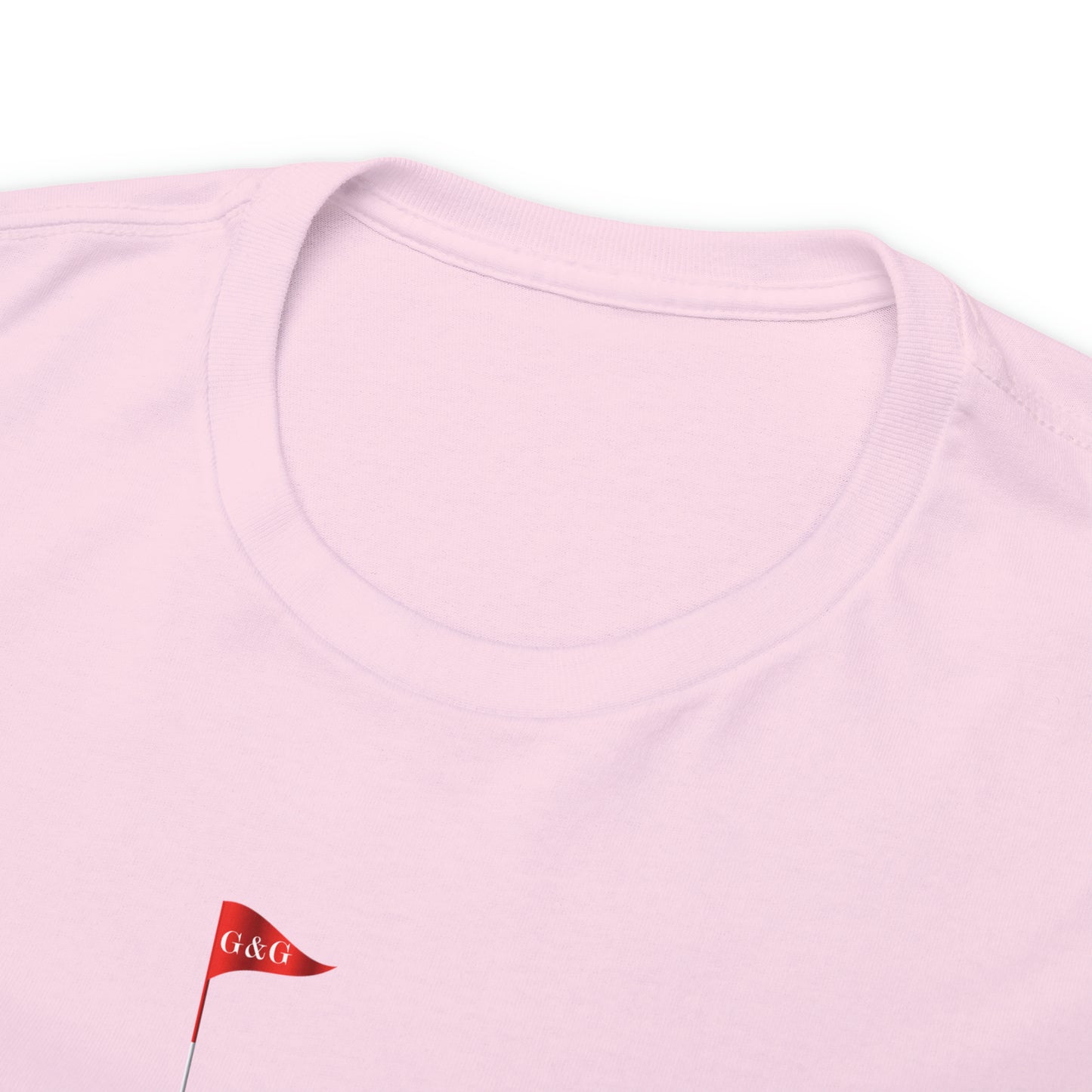 "Let's Play a Round" Front/Logo Back on Your Color of Choice Unisex Heavy Cotton Tee