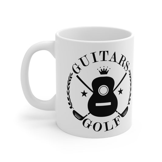 Guitars and Golf Black Logo White Ceramic Mug 11oz