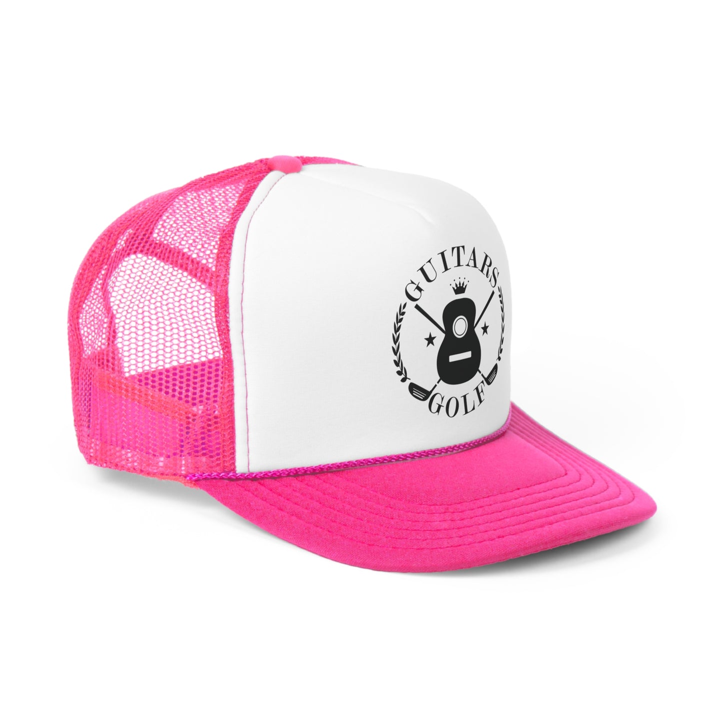 "Guitars and Golf" Black Logo Trucker Cap on Your Color Choice