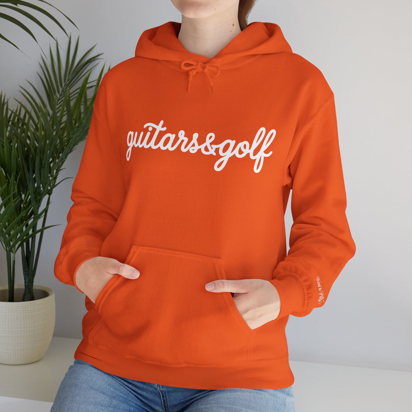 "guitars&golf" White Logo Heavy Blend™ Hooded Sweatshirt