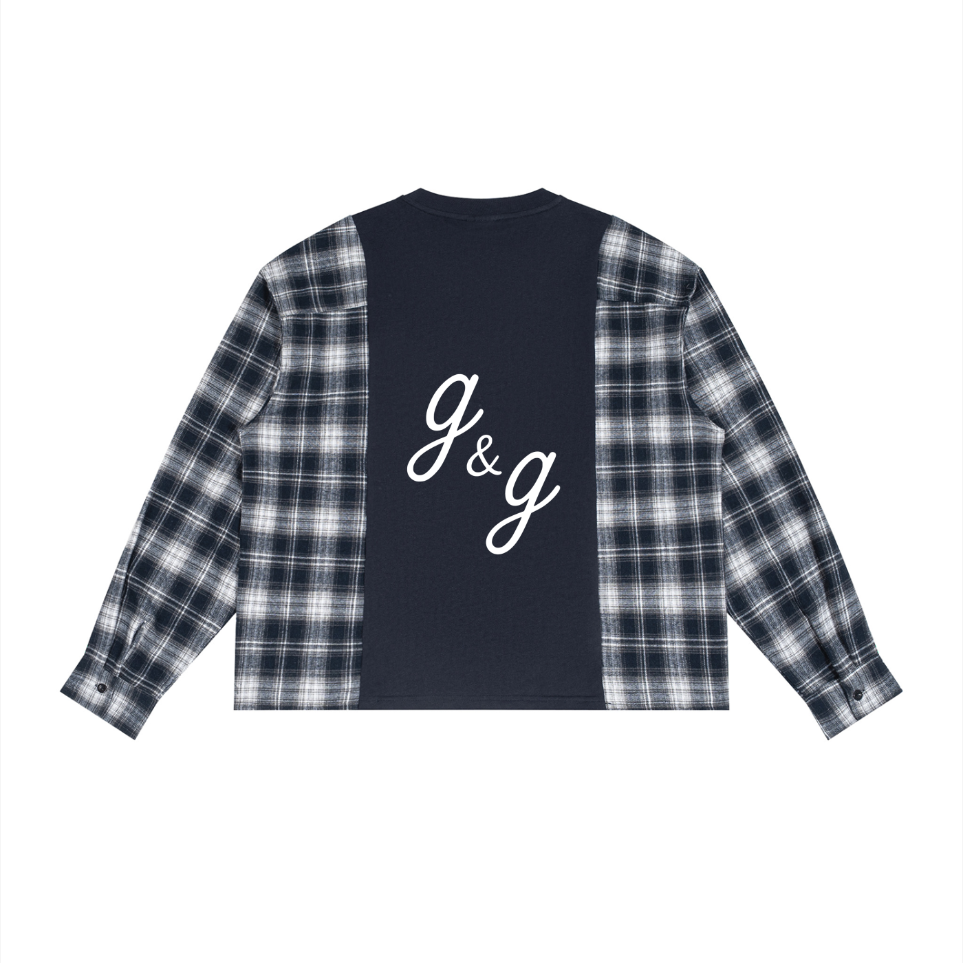Unisex Plaid Panel Long Sleeve T-Shirt
