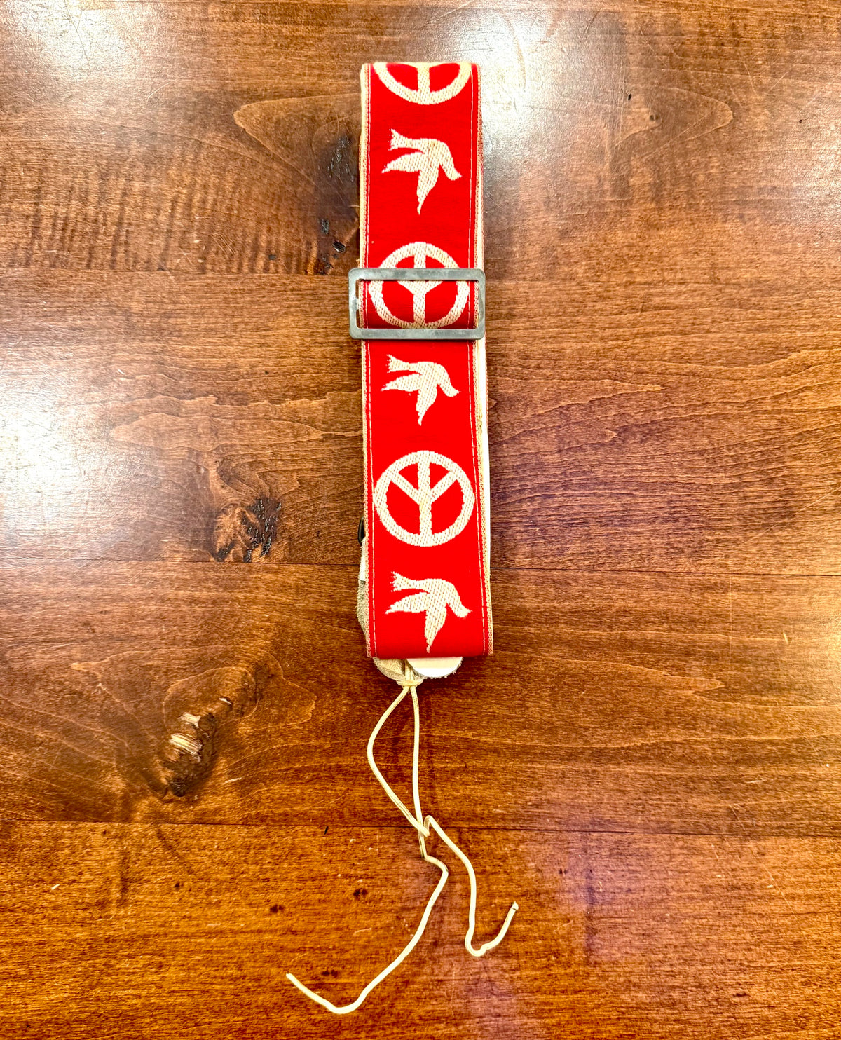 RARE Vintage Red ACE 1960's Peace & Doves Guitar Strap