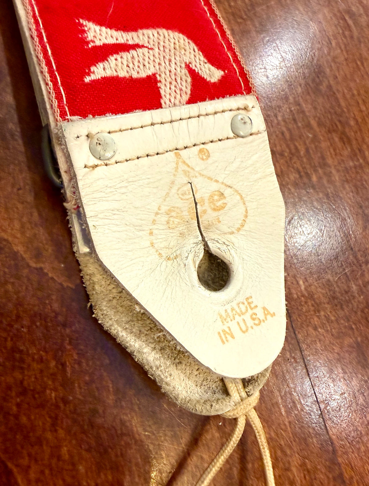RARE Vintage Red ACE 1960's Peace & Doves Guitar Strap