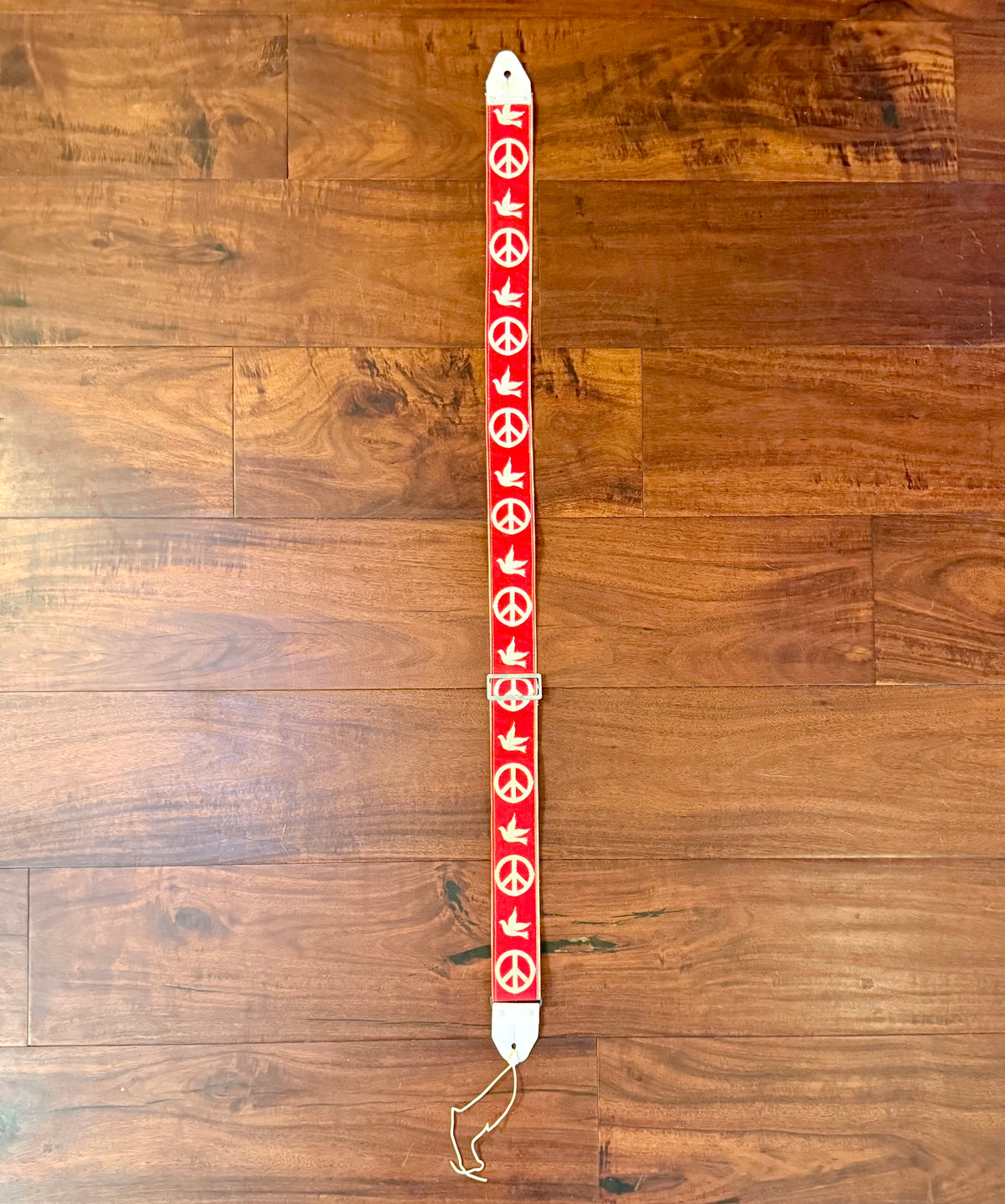 RARE Vintage Red ACE 1960's Peace & Doves Guitar Strap