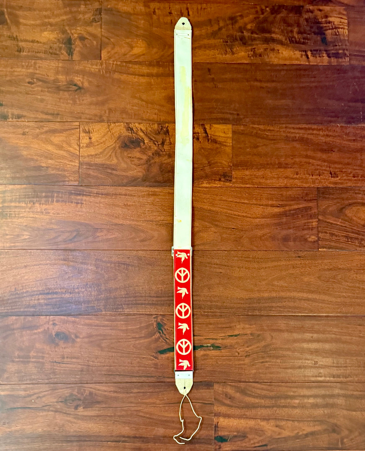 RARE Vintage Red ACE 1960's Peace & Doves Guitar Strap